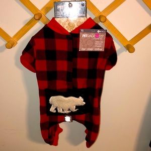 New buffalo plaid dog onesie.